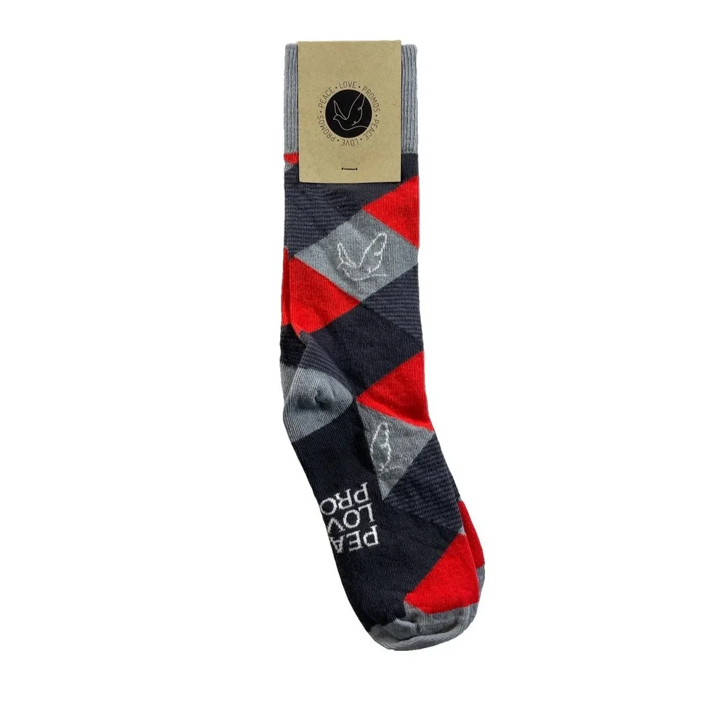 Sock Club Socks Blue & Red Argyle Combed Cotton Dress Sock 1 Pair One Size